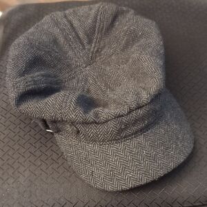Gray Herringbone Flat Cap